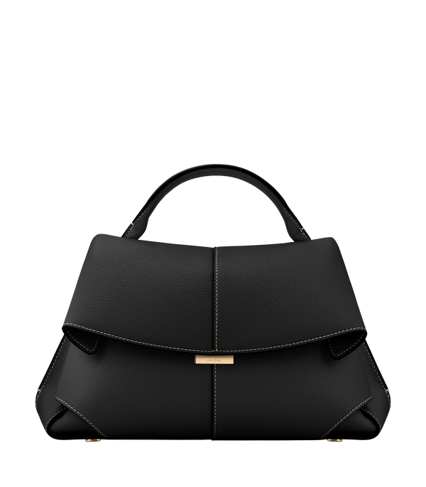 Mokki - Textured Black with Ecru Stitching